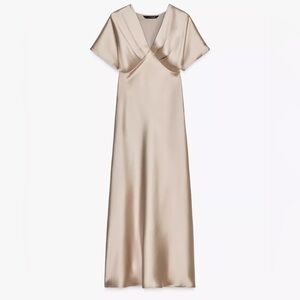 NEW WITH TAGS- Zara Soft Gold satin dress
